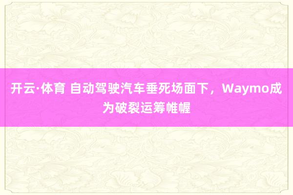 开云·体育 自动驾驶汽车垂死场面下，Waymo成为破裂运筹帷幄