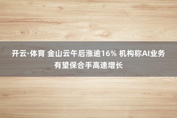 开云·体育 金山云午后涨逾16% 机构称AI业务有望保合手高速增长