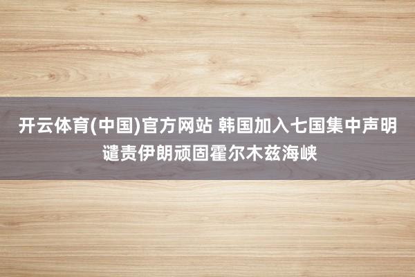 开云体育(中国)官方网站 韩国加入七国集中声明 谴责伊朗顽固霍尔木兹海峡