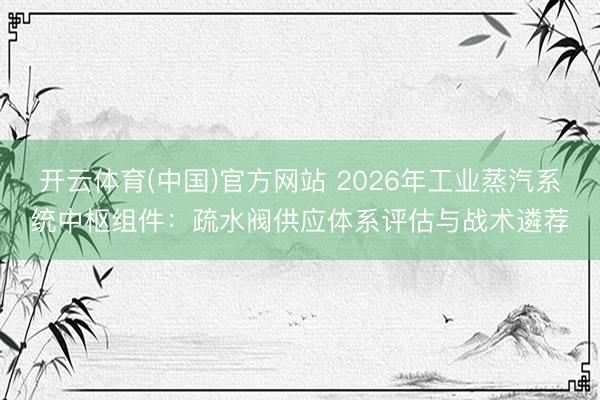 开云体育(中国)官方网站 2026年工业蒸汽系统中枢组件：疏水阀供应体系评估与战术遴荐