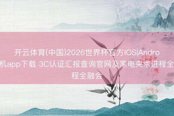 开云体育(中国)2026世界杯官方IOS|Android手机app下载 3C认证汇报查询官网及家电央求进程全融会