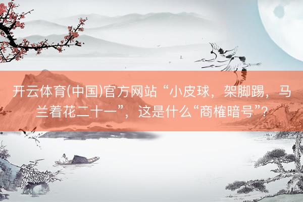 开云体育(中国)官方网站 “小皮球，架脚踢，马兰着花二十一”，这是什么“商榷暗号”？