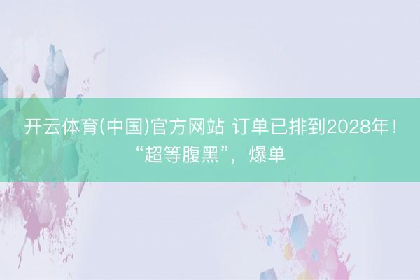 开云体育(中国)官方网站 订单已排到2028年！“超等腹黑”，爆单