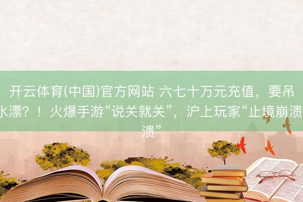 开云体育(中国)官方网站 六七十万元充值，要吊水漂？！火爆手游“说关就关”，沪上玩家“止境崩溃”